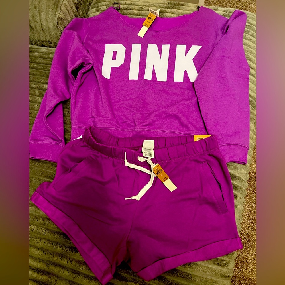Victoria Secret Pink Sweatshirt and shorts